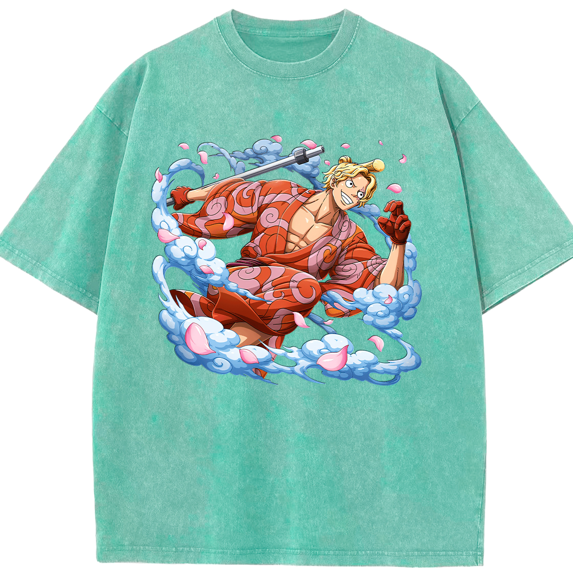 （画像用） ワンピース サンジ ONE PIECE Sanji 綿100% ヴィンテージ風 半袖Tシャツ（フロントプリント）